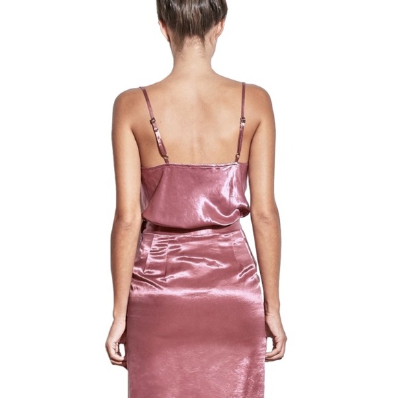 FLEUR DU MAL pink luster cowl neck cami tank - Picture 2 of 7